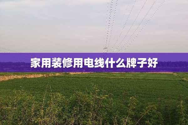 家用装修用电线什么牌子好