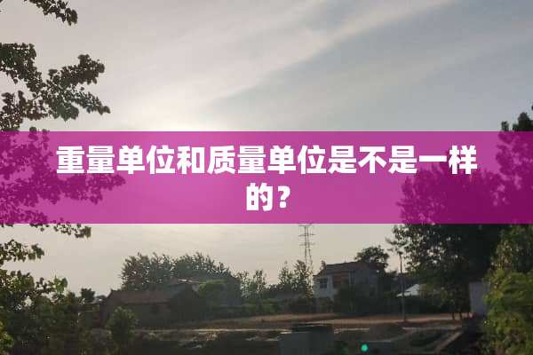 重量单位和质量单位是不是一样的？