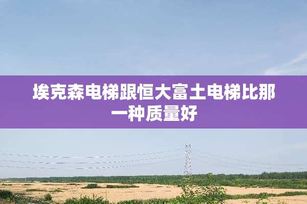 埃克森电梯跟恒大富土电梯比那一种质量好