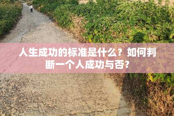 人生成功的标准是什么？如何判断一个人成功与否？