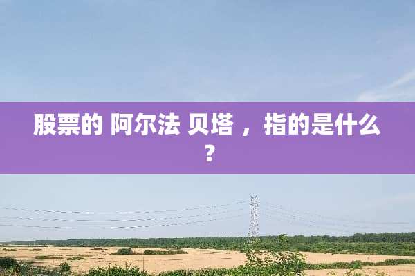 股票的 阿尔法 贝塔 ，指的是什么？