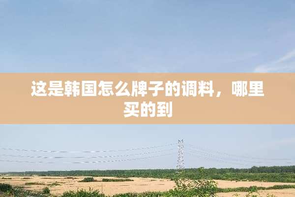 这是韩国怎么牌子的调料，哪里买的到