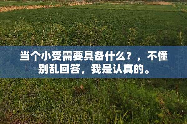 当个小受需要具备什么？，不懂别乱回答，我是认真的。