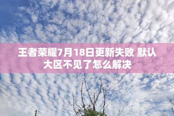 王者荣耀7月18日更新失败 默认大区不见了怎么解决