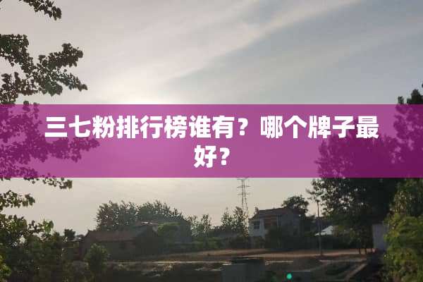 三七粉排行榜谁有？哪个牌子最好？