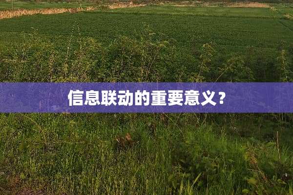 信息联动的重要意义？