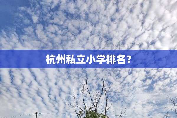 杭州私立小学排名？