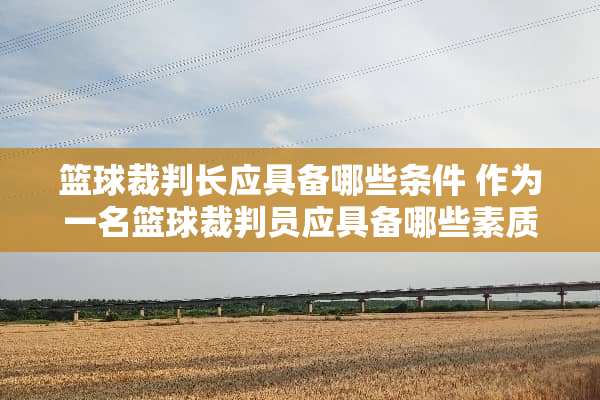 篮球裁判长应具备哪些条件 作为一名篮球裁判员应具备哪些素质