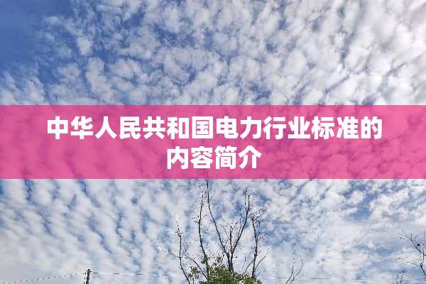 中华人民共和国电力行业标准的内容简介