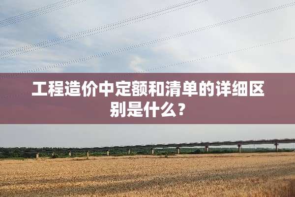 工程造价中定额和清单的详细区别是什么？