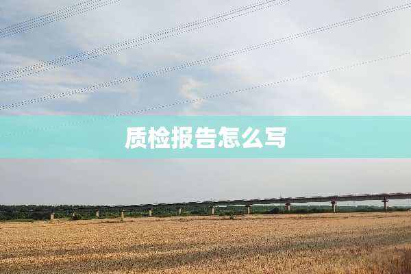质检报告怎么写