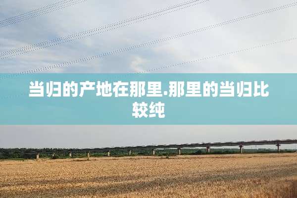 当归的产地在那里.那里的当归比较纯