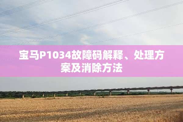 宝马P1034故障码解释、处理方案及消除方法