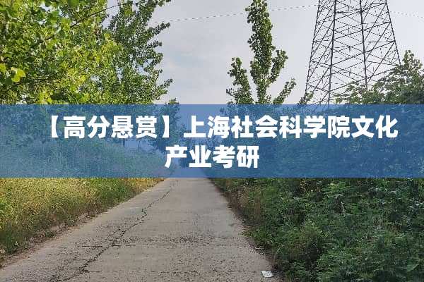 【高分悬赏】上海社会科学院文化产业考研