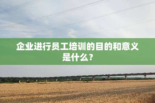 企业进行员工培训的目的和意义是什么？