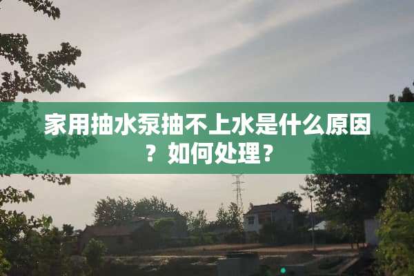 家用抽水泵抽不上水是什么原因？如何处理？