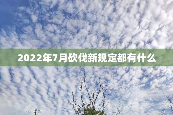 2022年7月砍伐新规定都有什么