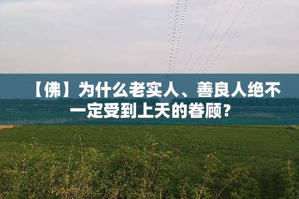 【佛】为什么老实人、善良人绝不一定受到上天的眷顾？
