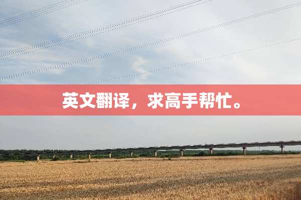 英文翻译，求高手帮忙。