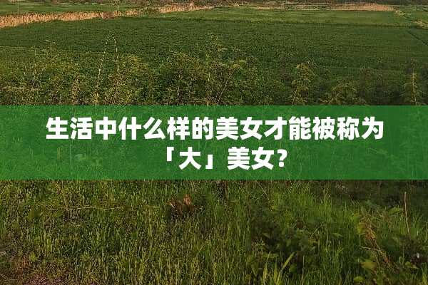 生活中什么样的**才能被称为「大」**？