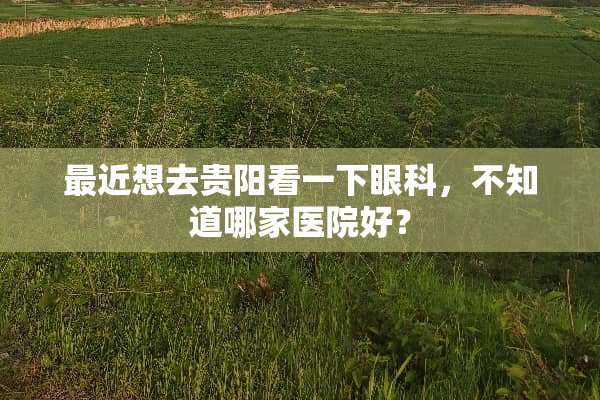 最近想去贵阳看一下眼科，不知道哪家医院好？