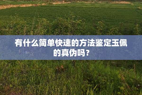 有什么简单快速的方法鉴定玉佩的真伪吗？