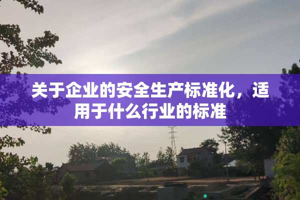 关于企业的安全生产标准化，适用于什么行业的标准
