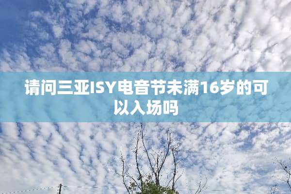 请问三亚ISY电音节未满16岁的可以入场吗