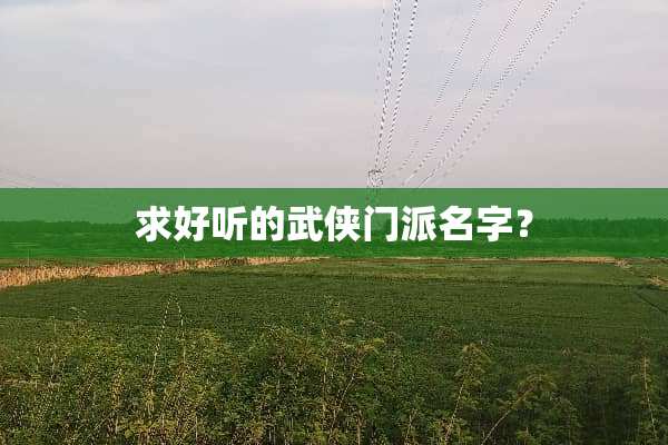 求好听的武侠门派名字？