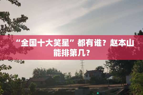 “全国十大笑星”都有谁？赵本山能排第几？