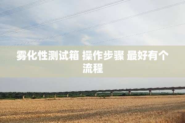 雾化性测试箱 操作步骤 最好有个流程