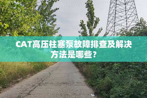 CAT高压柱塞泵故障排查及解决方法是哪些？