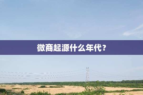 微商起源什么年代？