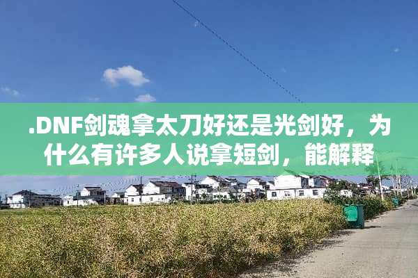 .DNF剑魂拿太刀好还是光剑好，为什么有许多人说拿短剑，能解释下吗