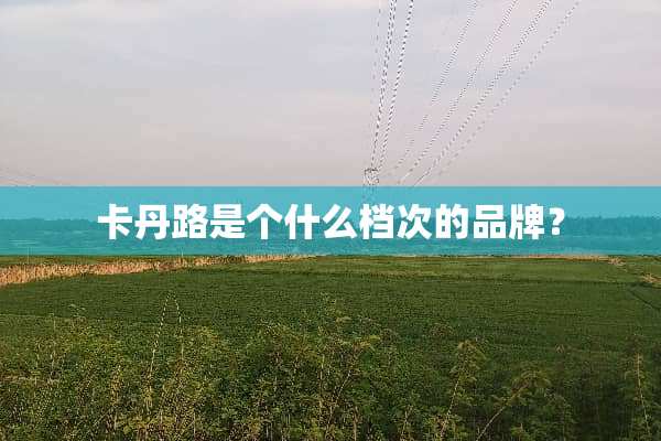 卡丹路是个什么档次的品牌？