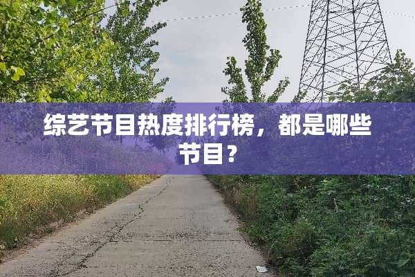 综艺节目热度排行榜，都是哪些节目？