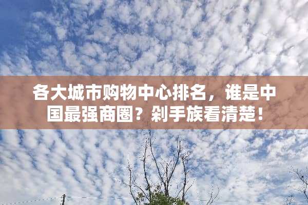 各大城市购物中心排名，谁是中国最强商圈？剁手族看清楚！