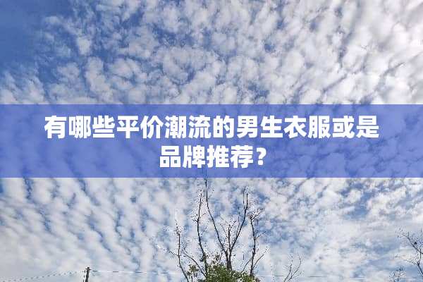 有哪些平价潮流的男生衣服或是品牌推荐？