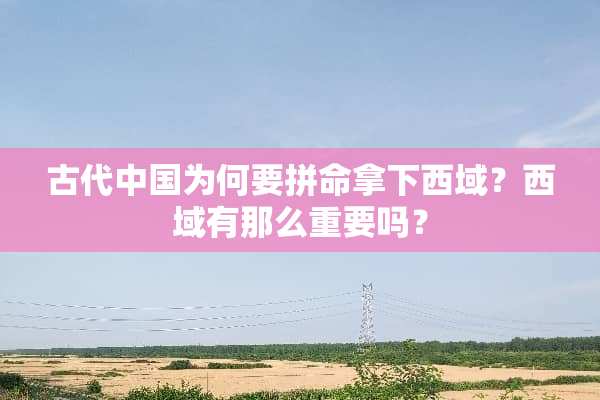 古代中国为何要拼命拿下西域？西域有那么重要吗？