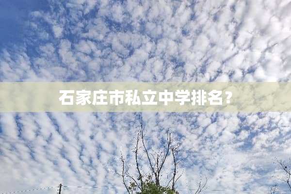 石家庄市私立中学排名？