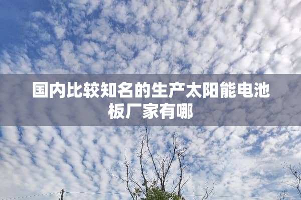 国内比较知名的生产太阳能电池板厂家有哪
