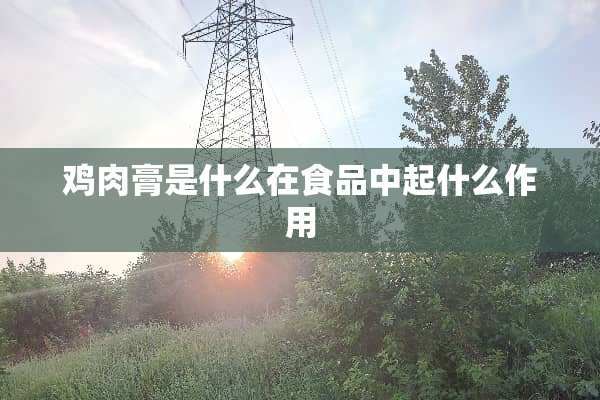 鸡肉膏是什么在食品中起什么作用