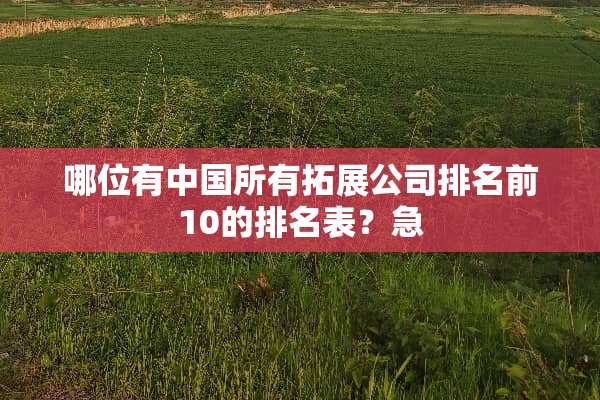 哪位有中国所有拓展公司排名前10的排名表？急