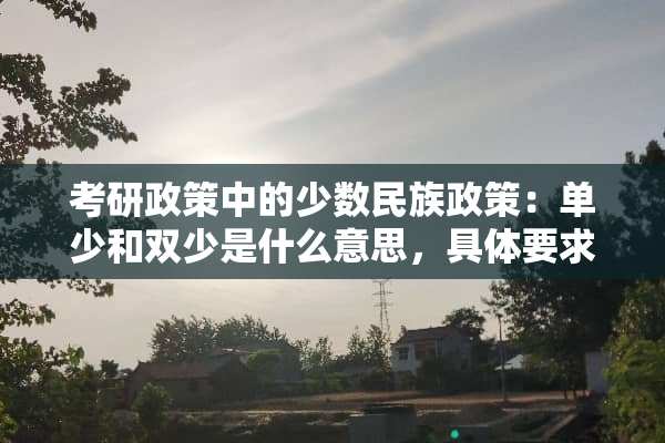 考研政策中的少数民族政策：单少和双少是什么意思，具体要求和规定是什么？