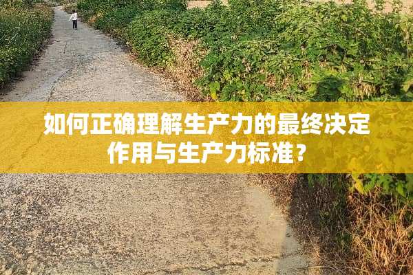 如何正确理解生产力的最终决定作用与生产力标准？