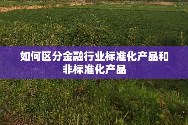如何区分金融行业标准化产品和非标准化产品