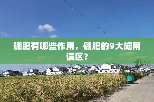 硼肥有哪些作用，硼肥的9大施用误区？