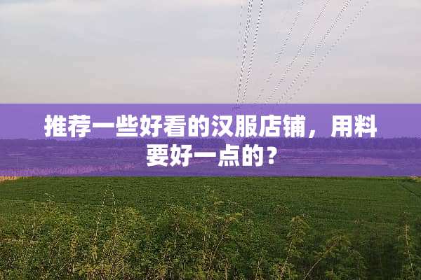 推荐一些好看的汉服店铺，用料要好一点的？