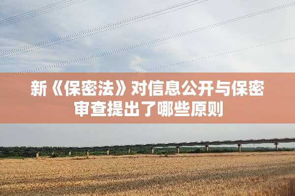 新《保密法》对信息公开与保密审查提出了哪些原则