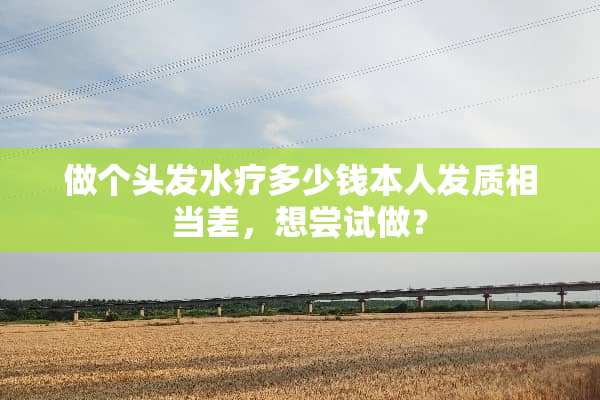 做个头发水疗多少钱本人发质相当差，想尝试做？